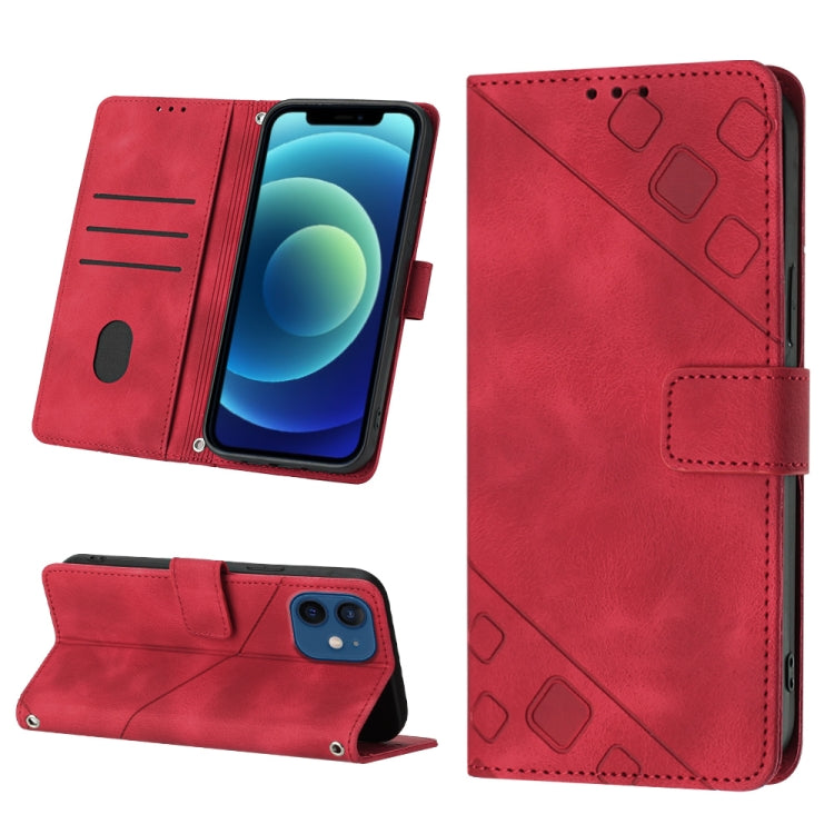 For iPhone 12 / 12 Pro Skin-feel Embossed Leather Phone Case