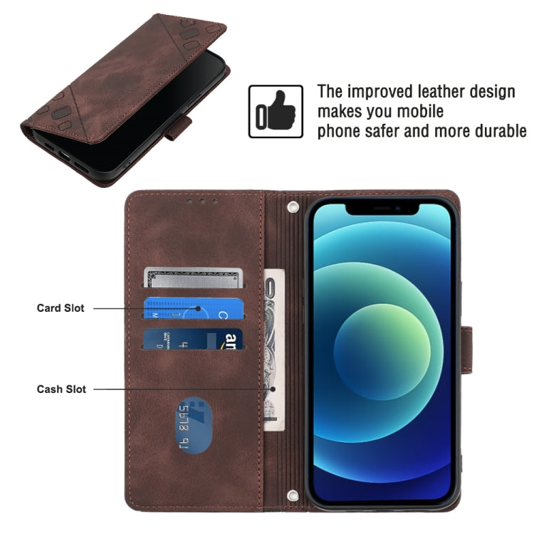 For iPhone 12 / 12 Pro Skin-feel Embossed Leather Phone Case