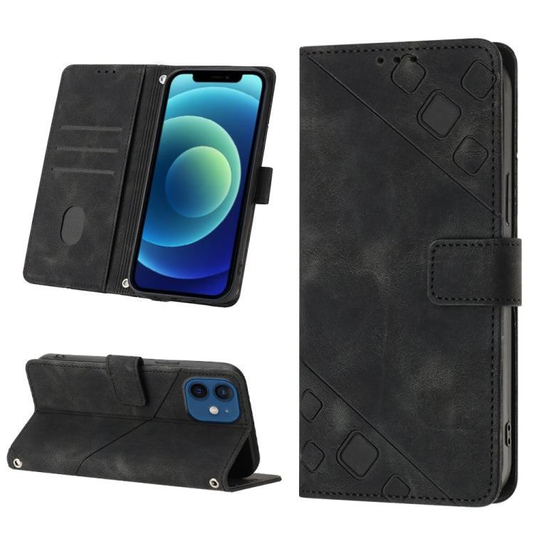 For iPhone 12 / 12 Pro Skin-feel Embossed Leather Phone Case
