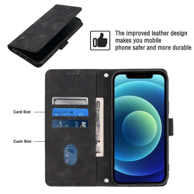 For iPhone 12 / 12 Pro Skin-feel Embossed Leather Phone Case