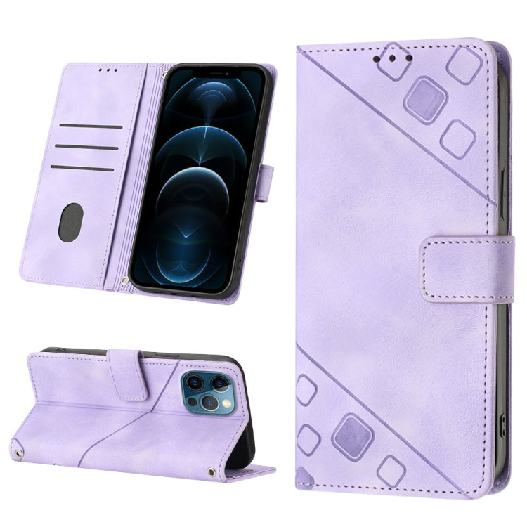 For iPhone 12 Pro Max Skin-feel Embossed Leather Phone Case