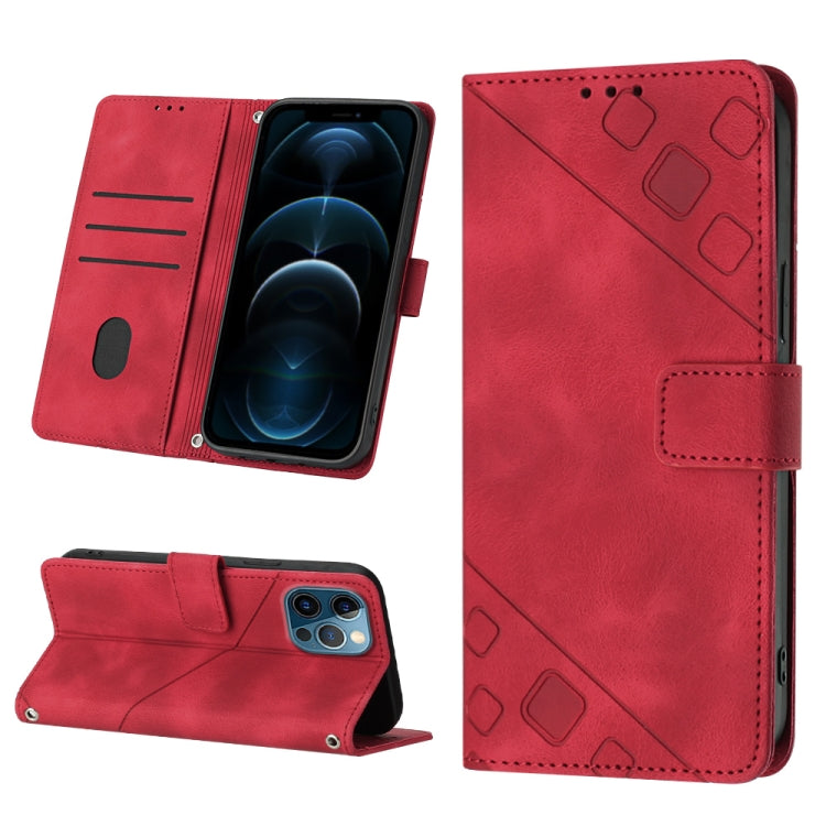 For iPhone 12 Pro Max Skin-feel Embossed Leather Phone Case