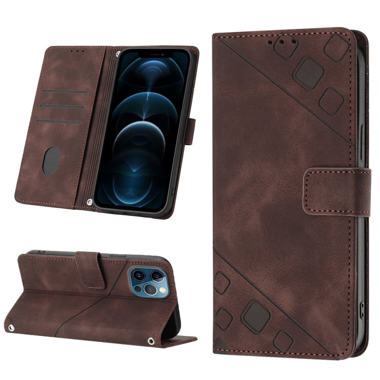 For iPhone 12 Pro Max Skin-feel Embossed Leather Phone Case