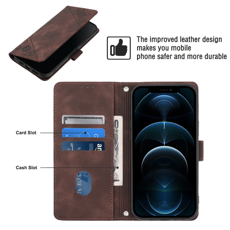 For iPhone 12 Pro Max Skin-feel Embossed Leather Phone Case