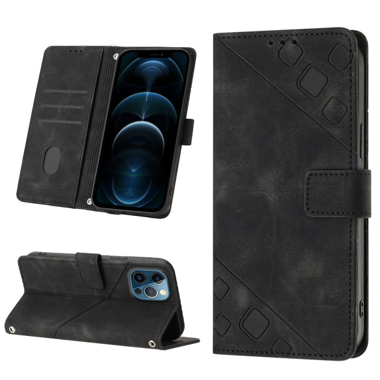 For iPhone 12 Pro Max Skin-feel Embossed Leather Phone Case