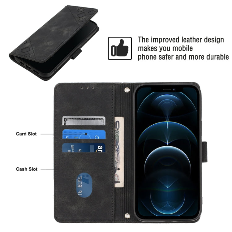 For iPhone 12 Pro Max Skin-feel Embossed Leather Phone Case