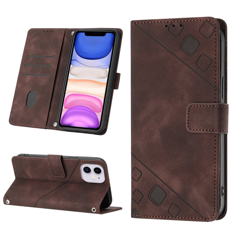 For iPhone 11 Skin-feel Embossed Leather Phone Case