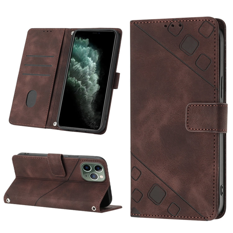 For iPhone 11 Pro Max Skin-feel Embossed Leather Phone Case