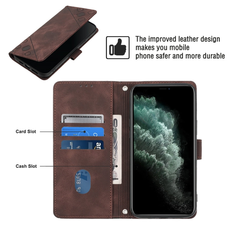 For iPhone 11 Pro Max Skin-feel Embossed Leather Phone Case