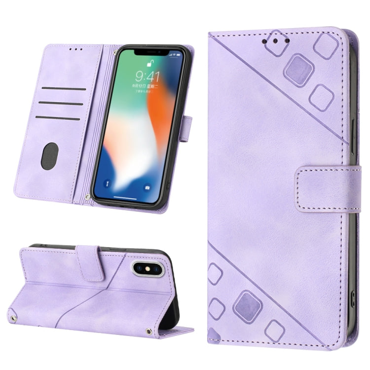 For iPhone X / XS Skin-feel Embossed Leather Phone Case