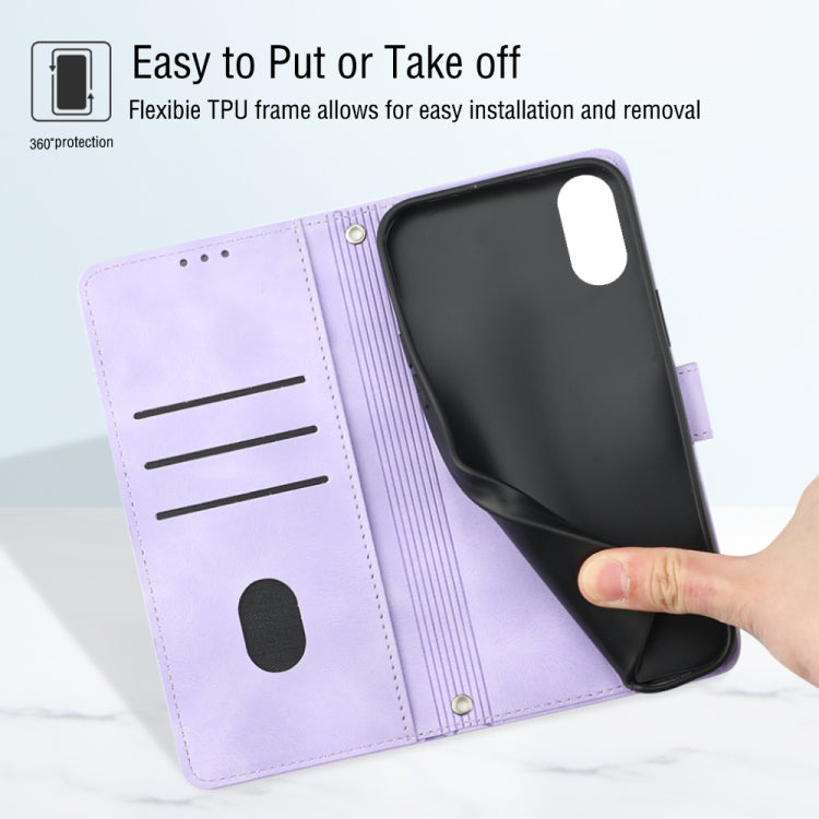 For iPhone X / XS Skin-feel Embossed Leather Phone Case