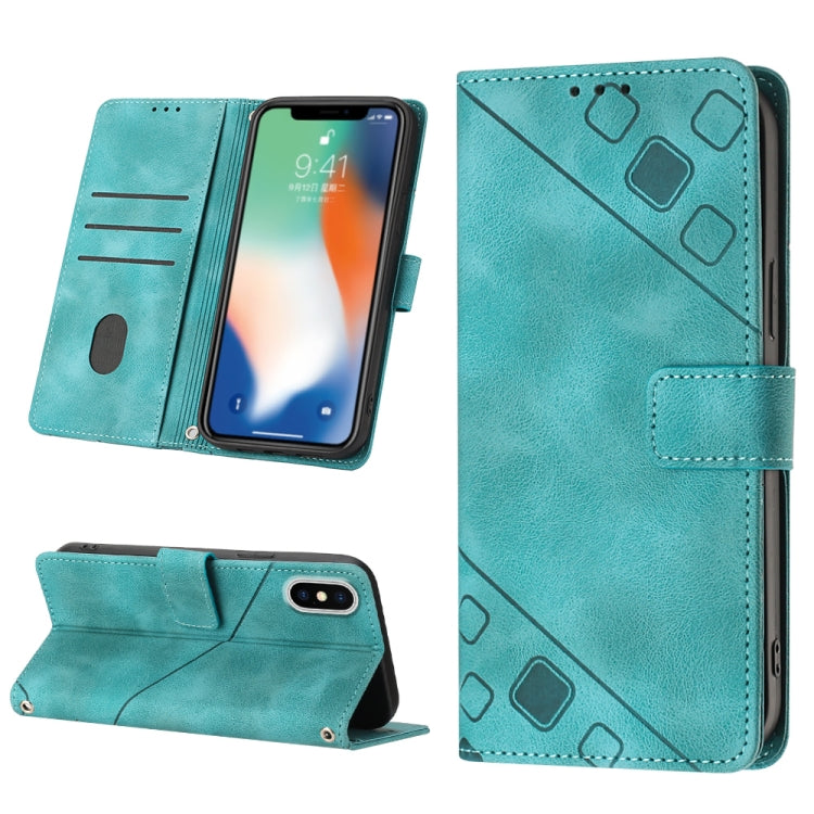 For iPhone X / XS Skin-feel Embossed Leather Phone Case