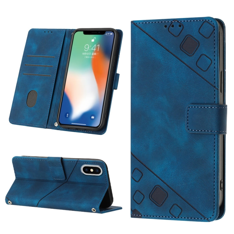 For iPhone X / XS Skin-feel Embossed Leather Phone Case