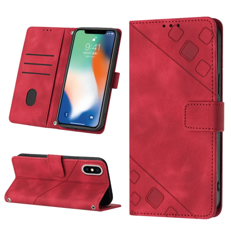 For iPhone X / XS Skin-feel Embossed Leather Phone Case