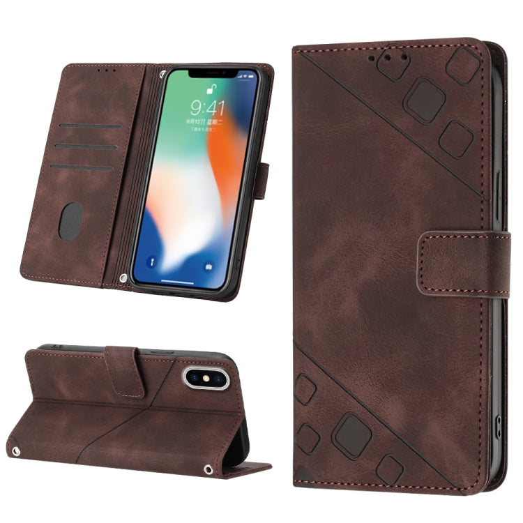 For iPhone X / XS Skin-feel Embossed Leather Phone Case