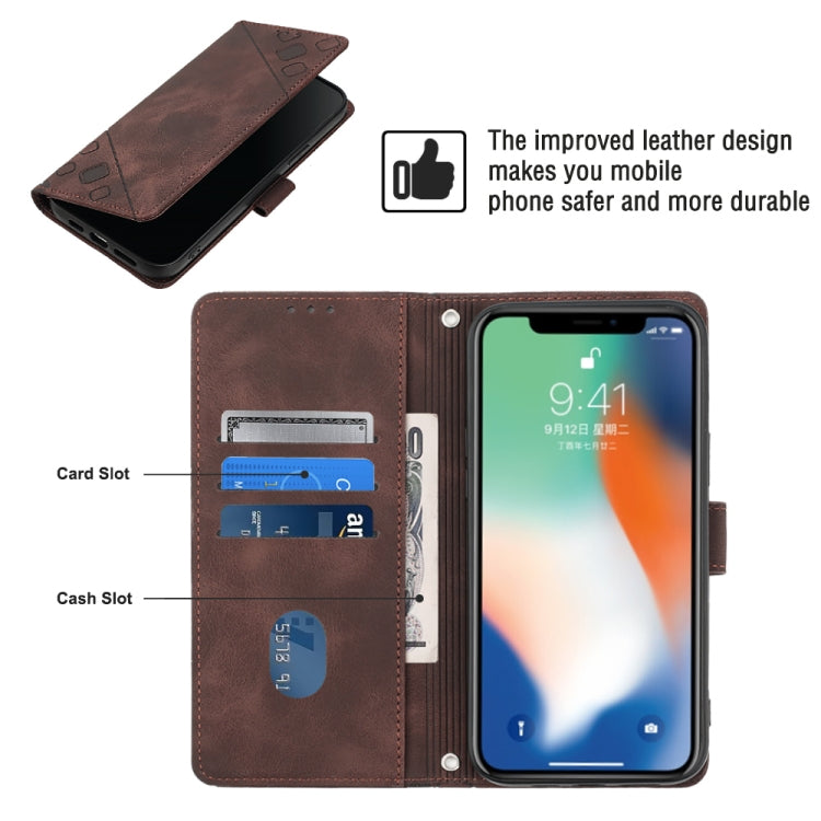 For iPhone X / XS Skin-feel Embossed Leather Phone Case