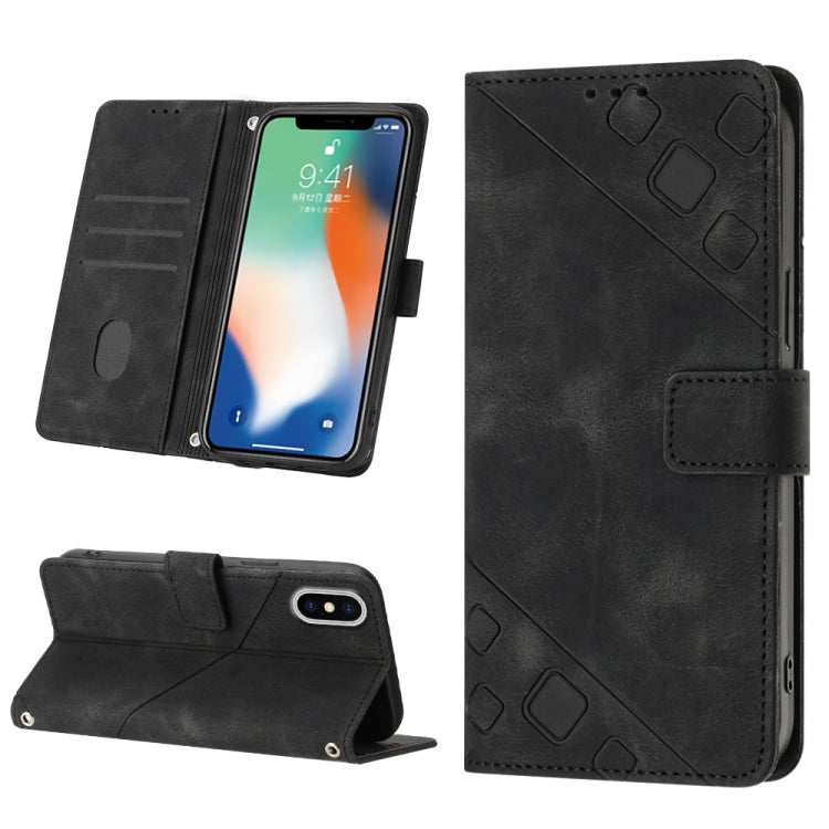 For iPhone X / XS Skin-feel Embossed Leather Phone Case