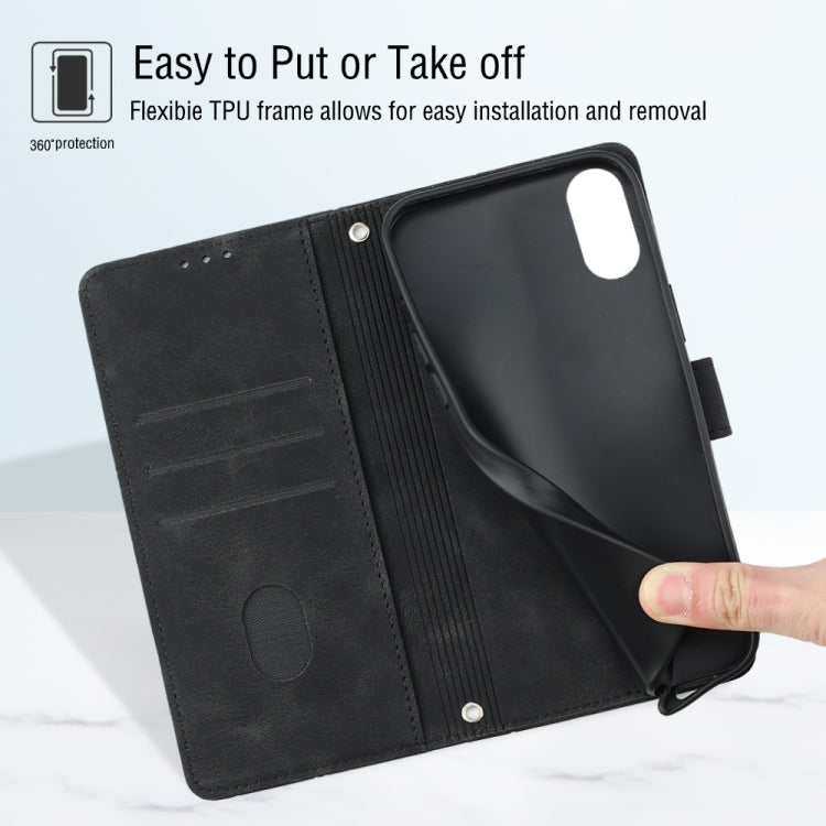 For iPhone X / XS Skin-feel Embossed Leather Phone Case