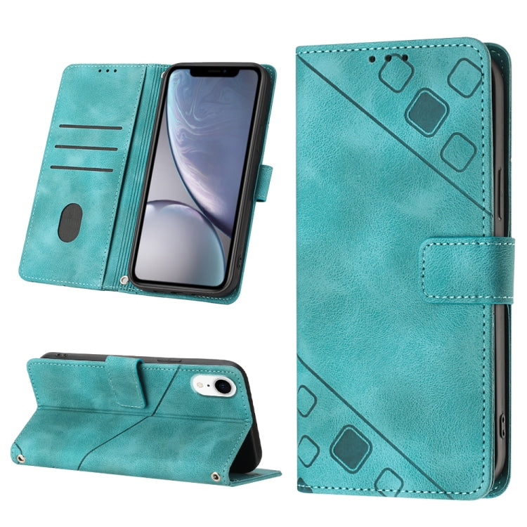 For iPhone XR Skin-feel Embossed Leather Phone Case