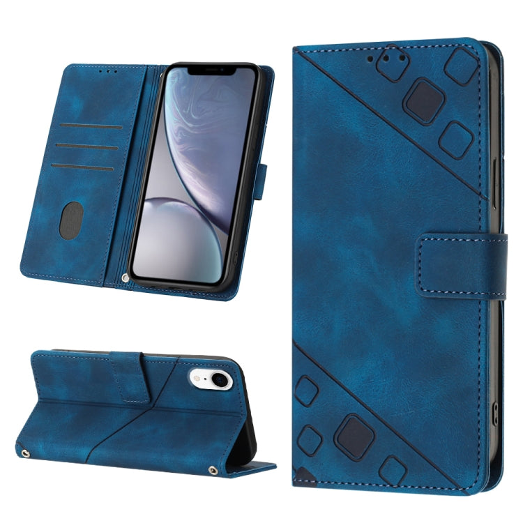 For iPhone XR Skin-feel Embossed Leather Phone Case