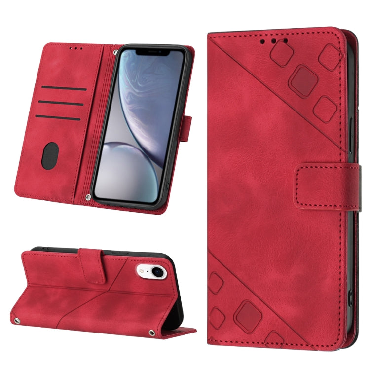 For iPhone XR Skin-feel Embossed Leather Phone Case