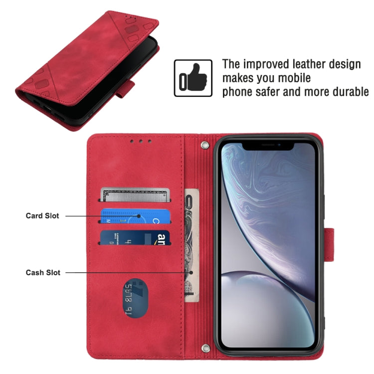 For iPhone XR Skin-feel Embossed Leather Phone Case