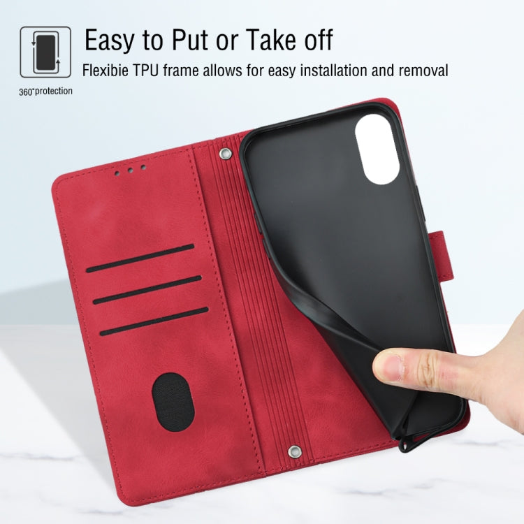 For iPhone XR Skin-feel Embossed Leather Phone Case