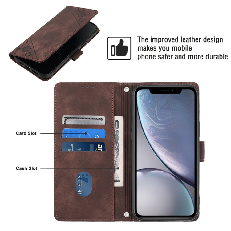 For iPhone XR Skin-feel Embossed Leather Phone Case