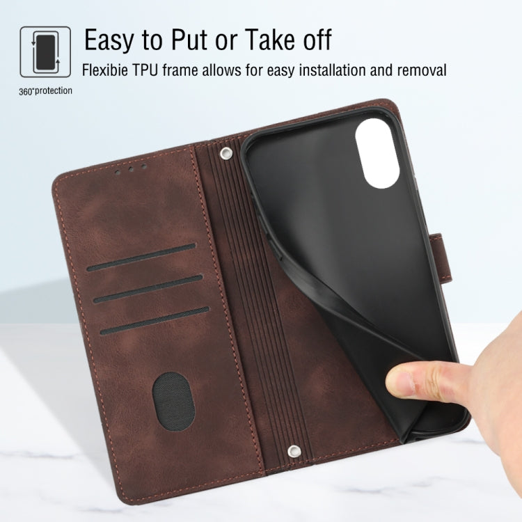 For iPhone XR Skin-feel Embossed Leather Phone Case
