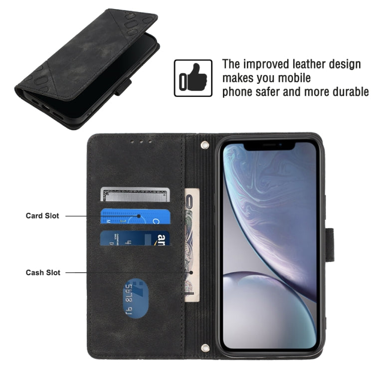 For iPhone XR Skin-feel Embossed Leather Phone Case