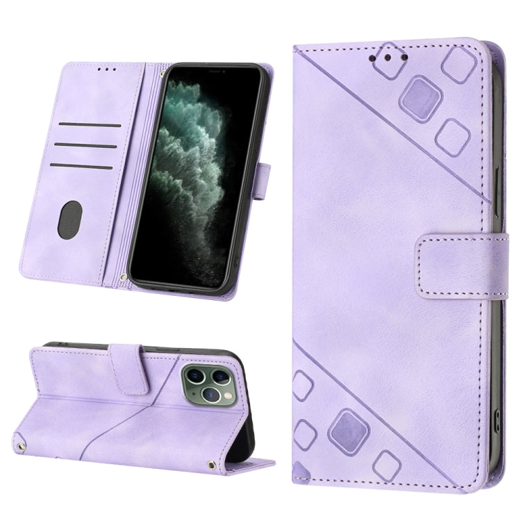 For iPhone 11 Pro Skin-feel Embossed Leather Phone Case
