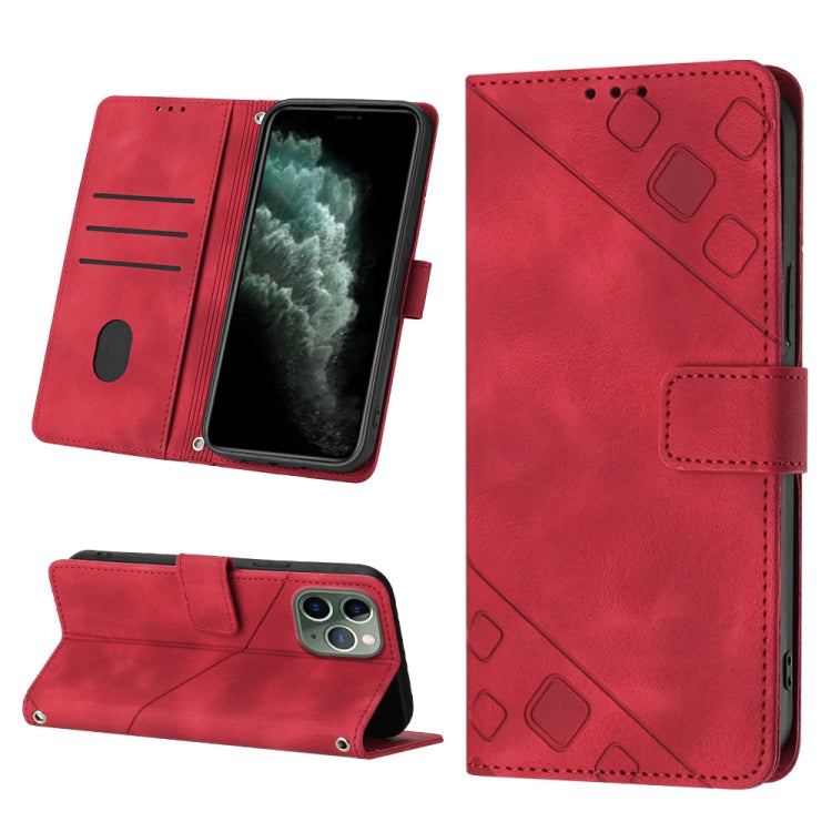 For iPhone 11 Pro Skin-feel Embossed Leather Phone Case