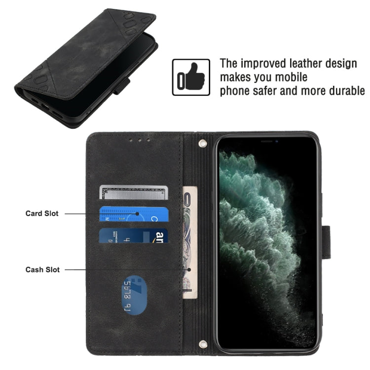 For iPhone 11 Pro Skin-feel Embossed Leather Phone Case