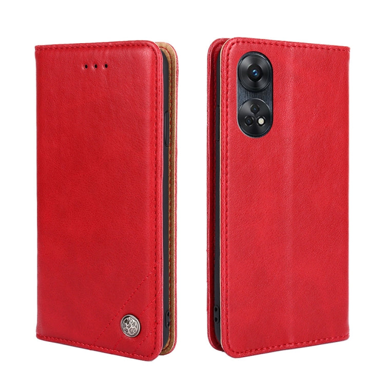 For OPPO Reno8 T 4G Non-Magnetic Retro Texture Leather Phone Case