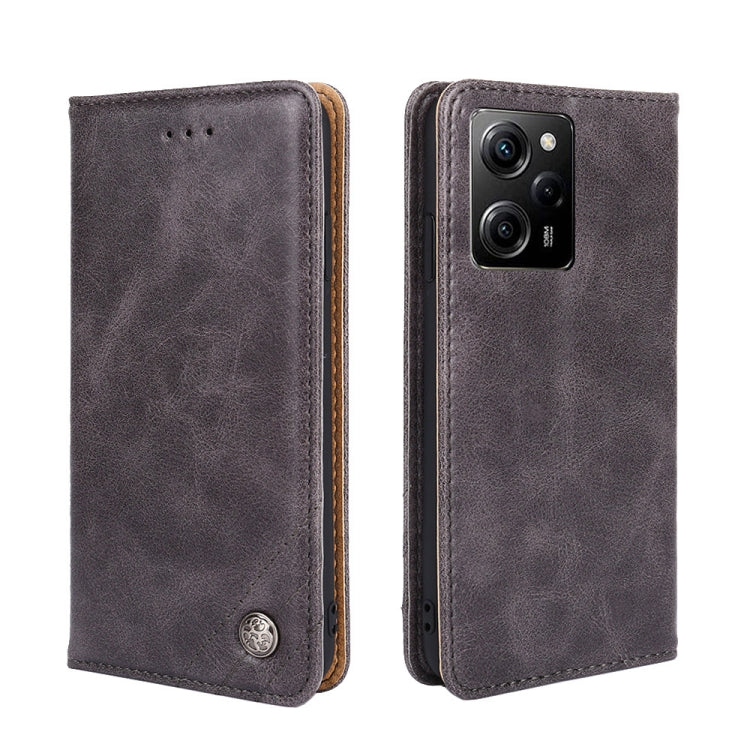 For Xiaomi Poco X5 Pro / Redmi Note 12 Pro Speed Non-Magnetic Retro Texture Leather Phone Case