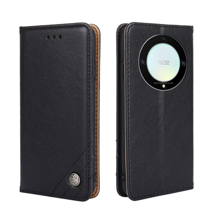 For Honor X9a 5G Non-Magnetic Retro Texture Leather Phone Case