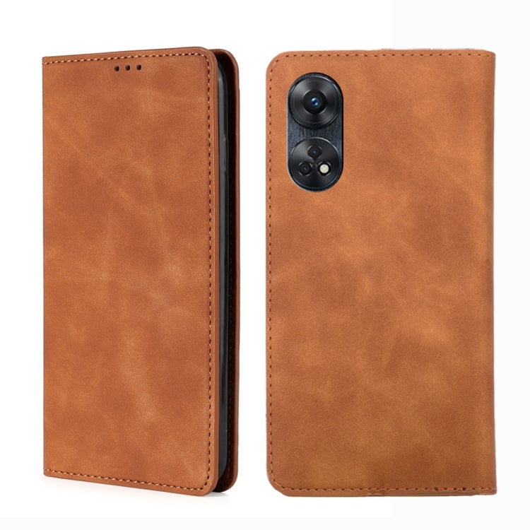 For OPPO Reno8 T 4G Skin Feel Magnetic Horizontal Flip Leather Phone Case