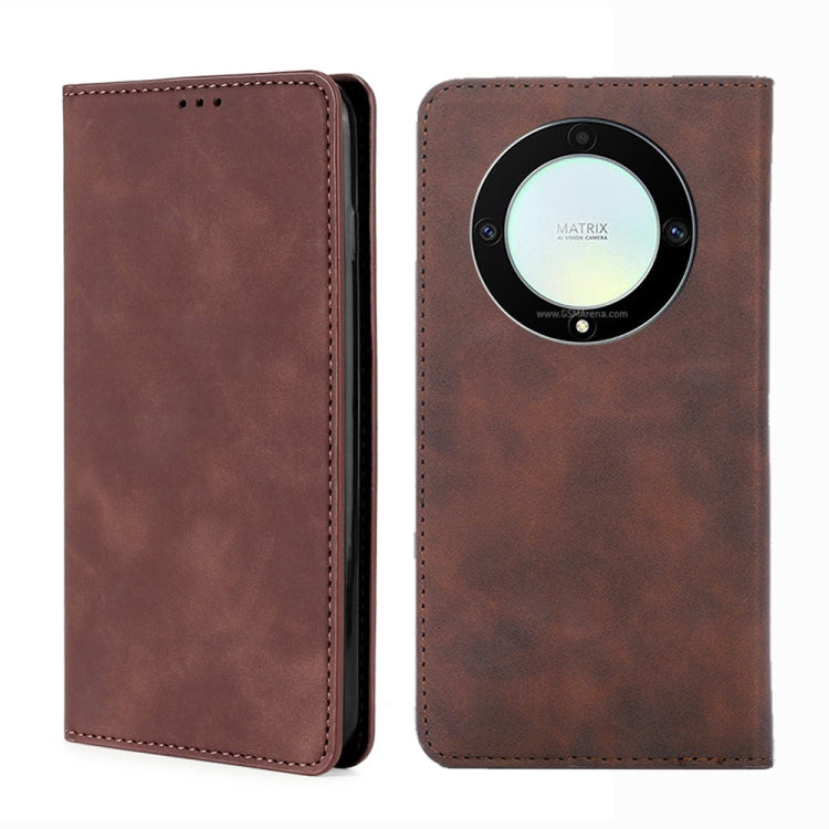 For Honor X9a 5G Skin Feel Magnetic Horizontal Flip Leather Phone Case