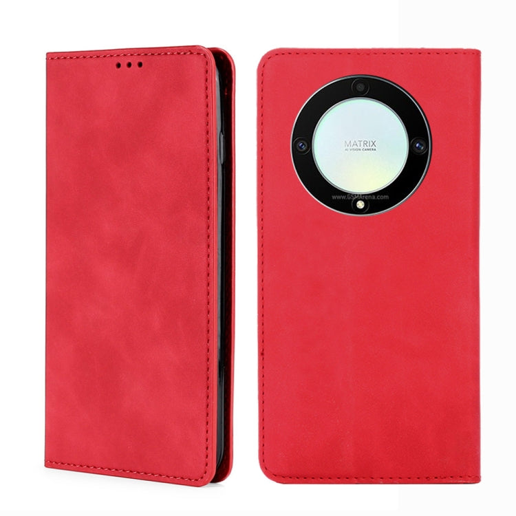 For Honor X9a 5G Skin Feel Magnetic Horizontal Flip Leather Phone Case