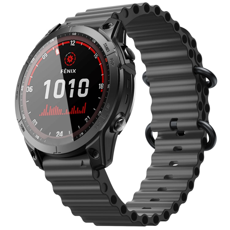 For Garmin Fenix 7 Ocean Style Quick Release Silicone Watch Band