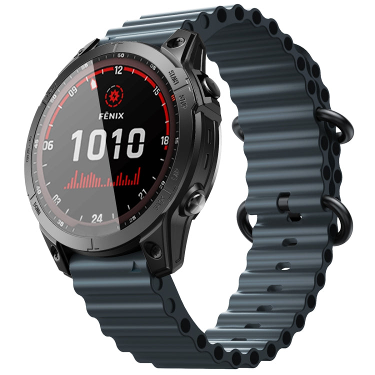For Garmin Fenix 7 Ocean Style Quick Release Silicone Watch Band
