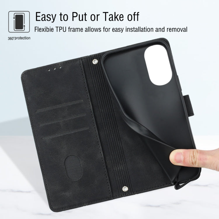 For Motorola Moto G52 Skin-feel Embossed Leather Phone Case
