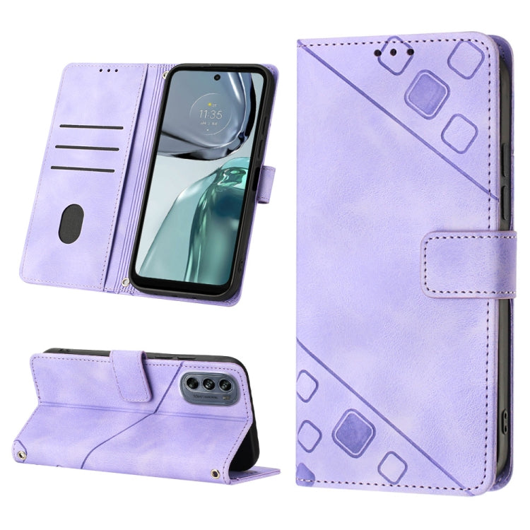 For Motorola Moto G62 5G Skin-feel Embossed Leather Phone Case