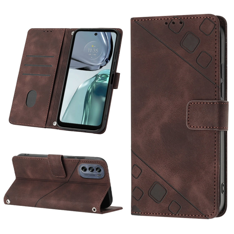 For Motorola Moto G62 5G Skin-feel Embossed Leather Phone Case