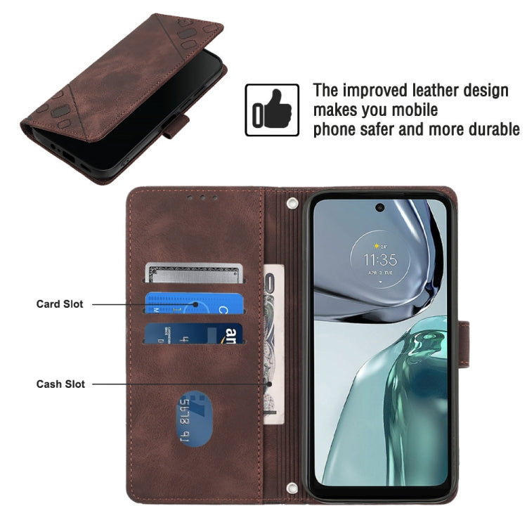 For Motorola Moto G62 5G Skin-feel Embossed Leather Phone Case