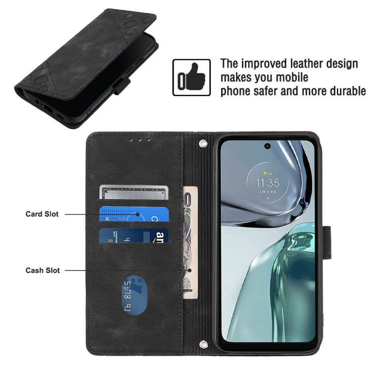 For Motorola Moto G62 5G Skin-feel Embossed Leather Phone Case