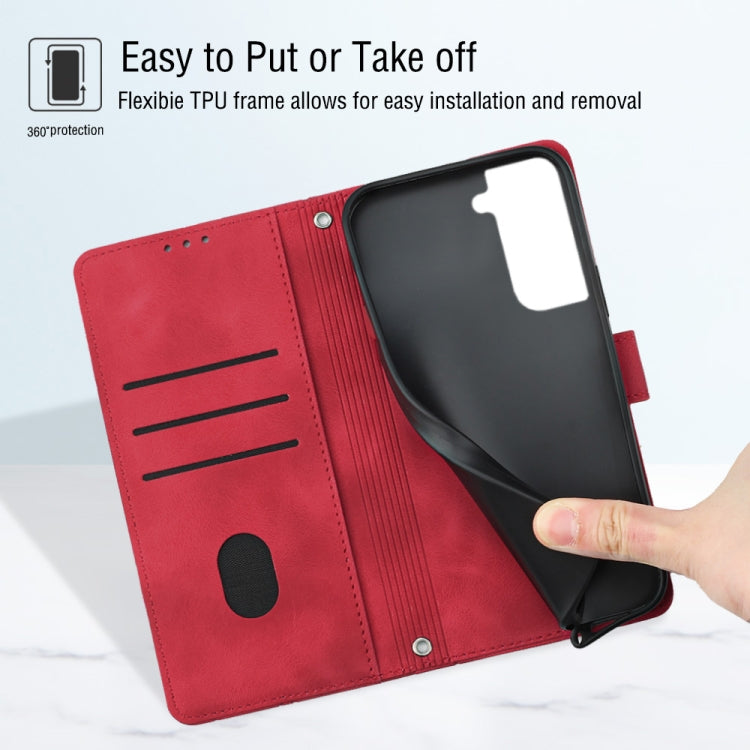 For Samsung Galaxy S22 5G Skin-feel Embossed Leather Phone Case