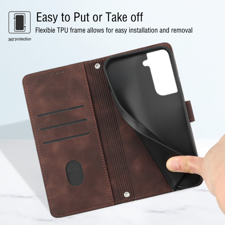 For Samsung Galaxy S22+ 5G Skin-feel Embossed Leather Phone Case