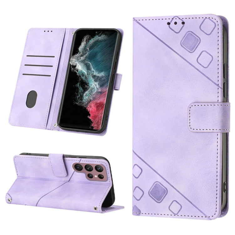For Samsung Galaxy S22 Ultra 5G Skin-feel Embossed Leather Phone Case