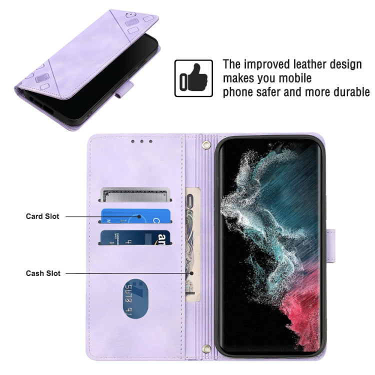 For Samsung Galaxy S22 Ultra 5G Skin-feel Embossed Leather Phone Case